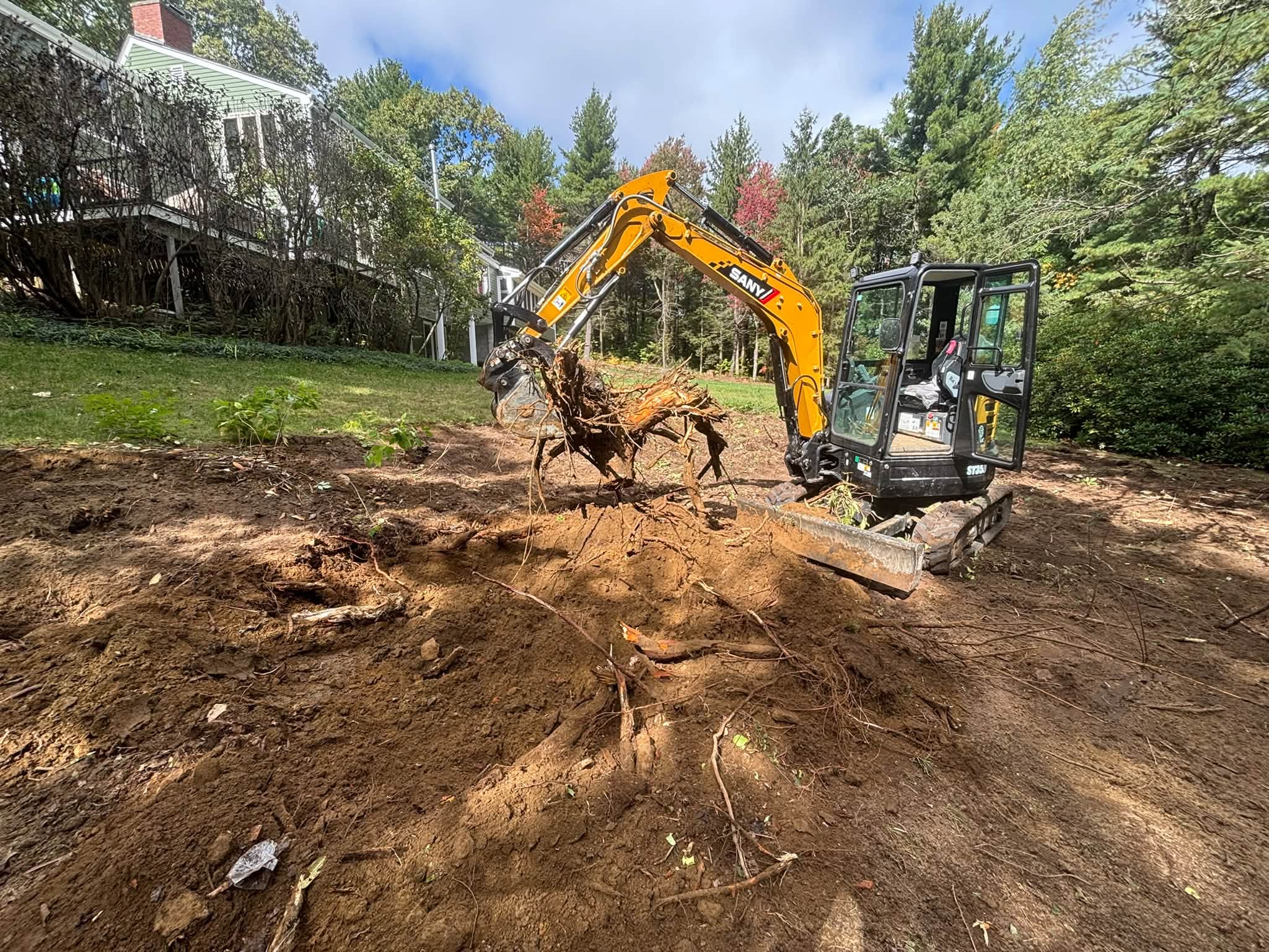 Stump grinding in progress — Princeton, MA